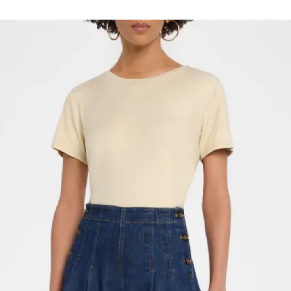 Apt. 9 Cream Short Sleeve Crewneck Tee